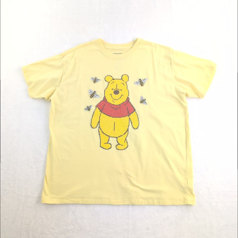 Disney Winnie The Pooh Cross-stitch Embroidered Bumblebees Yellow Women's XL